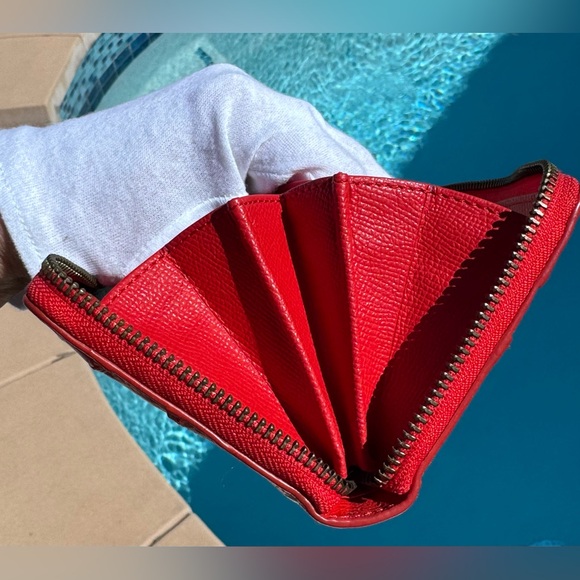 Coach Mickie Zip Wallet Red and Gunmetal EUC - Picture 13 of 14